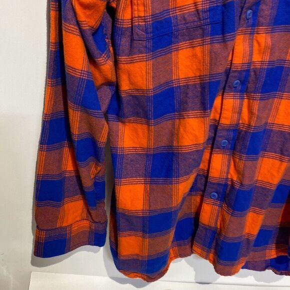 Columbia Men's Orange Blue Plaid CLG Flare Gun Flannel Button-Up Shirt Size 2XL - Picture 3 of 11